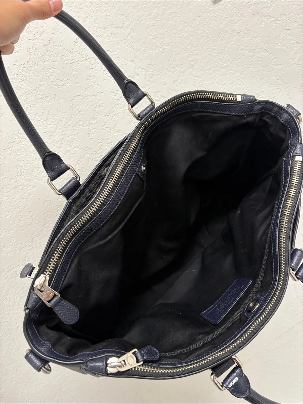 Coach Dark Navy Document Leather Handbag